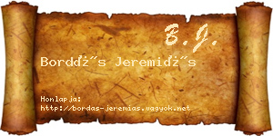 Bordás Jeremiás névjegykártya
